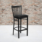 Hercules Black Metal Barstool With Vinyl Upholstery For Commercial Use
