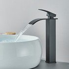 Black Tall Bathroom Basin Sink Faucet Single Handle Waterfall Vessel Mixer Taps