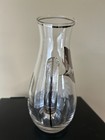 Vintage Sterling Glass Pitcher Silver Overlay And Etched Leaf Design