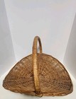 Large Vintage Wicker Gathering Basket W  Handle Farmhouse Rustic 22  Long