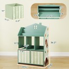 Qaba Kids Bookshelf With Storage  Children s Bookcase For Playroom  Green