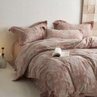 New Anthropologie Pink Floral Jacquard Boho Queen Size Bedding Duvet   Sham Set