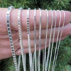 Solid 925 Sterling Silver Italian Square Box Chain Necklace   Bracelet Men Women