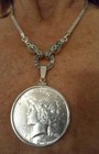 Vintage Italian Sterling Silver 17   1923 Us Peace Dollar Coin Necklace