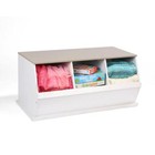 Badger Basket Storage Cubby 37 25  Stackable Three Wide-mouth Bins Mdf White