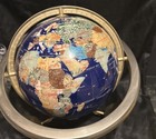 Vintage Globe Precious Inlaid Stone Solid Brass