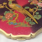 Vtg Stratton England Convertible Red Enamel Bird Floral Compact Peacock Makeup