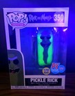 Funko Pop Rick And Morty Pickle Rick Glow  350 Diamond Comics Excl W Protector