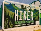 Idaho Vanity License Plate Hiker Forests Forever Hiking Backpacking New Mint
