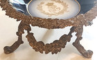 Antique French Bronze Ormolu With Sevres Bon Bon Bowl Cobalt Blue With Crown
