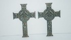 Vintage Lot Of 2 Cast Iron Christian Wall Cross Crosses 9 5  Tall By 6 3  Wide