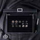 49 Slot Carbon Fiber Style Ring Cufflink Organizer Glass Lid Gift For Men