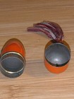 Vintage German Orange Brass Etui Needle Case Thread Thimble Holder Sewing Kit 