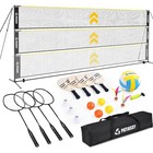 5 1-7 4ft Portable Volleyball Badminton Pickleball Net Set With Adjustable Poles