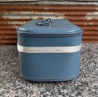 Vintage Robin Egg Blue Hard Sided  Travel Train Case Luggage With Key