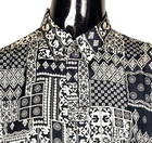 Vintage Summa Silk Men s Black White Mixed Media Design Button-down Shirt Xl