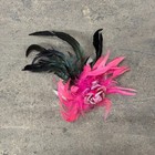 Vintage 1960s Pink   Black Feather Showgirl Fascinator Stage Prop Film Costume