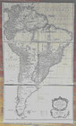 Rare 1755 50 x30  Antique 3 Sheet Wall Map Postlewayte D anville South America