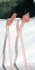 Vintage Set Of 2 Art Glass Swizzle Sticks Frosted Pink Flower 8 1 2  High