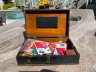 Vintage Sewing Box Wooden Primitive Handmade Retro Mcm Notions Nos   Used