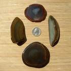 4 Geode Rock Slices Cut Polished Stones Mixed Gray Brown Banded Agate Crystals