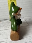 Vtg Christmas Retro Mid Century Ceramic Elf Pixie On Log Branch Figurine