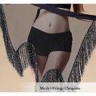 Belly Dance Costume Sequins Fringe Irregular Shaped Hip Scarf Belt Wrap Black