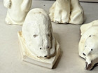 Set Of 4 Vintage Clay Polar Bear Sculptures Figurines