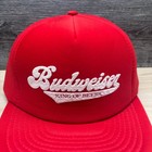 Vintage Budweiser Hat Cap Snap Back Red King Of Beers Beer Advertising