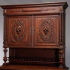 Antique French Renaissance Deeply Carved Walnut Hunt Cupboard  19th Century