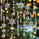 22   Christmas Tree Clear Glass Icicle Snowflake Ornaments Xmas Decor W  Roap Usa