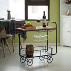 Metal Bar Cart With Rolling Wheels  Glass Holder   Wine Rack     Modern Mobile    