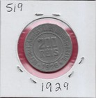 Brazil 200 Reis 1929 Head Of Liberty Facing Right With Stars Around The Rim obve