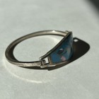Vtg Alpaca Mexico Silver Abalone Inlay Butterfly Hinge Bangle Bracelet