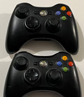 Pair Of Official Microsoft Xbox 360 Black Wireless Game Controller Lot Of 2