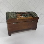 Vintage Hand Carved Folk Art Cedar Wood Trinket Box Honduras Village Scene