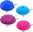 Deayou 4 Pack Flower Shape Silicone Cake Molds  Non-stick Bread Pie Flan Tart Ba
