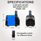 265 Gph Ultra Submersible Powerhead Aquarium Water Pump 12  Sjtw 3-prong Plug