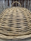 Vintage Wicker Basket Large Round With Domed Lid Handle Storage Boho Home Decor