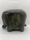 Vintage Elephant Statue Bronze Tone Ornate Floral Decor Heavy 12 Lb 8    Tall
