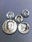 U s  1976 Bicentennial Coins-  1  Half-dollar  Quarter    2 Silver Qts 1964 D  p