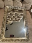 Vintage Vanity Mirror Tray Rectangular Gold Tone Filigree Perfume Dresser 15   x10