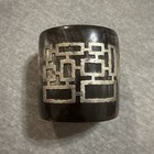 Vintage Cow Horn Sterling Silver Geometric Overlay Cuff Bracelet Boho Handmade