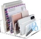 Beygorm Acrylic Mail Holder  Clear Desk Organizer With Divider  Vertical Letter