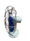 Vintage Westinghouse Blue Cast Metal Cage Plastic 4 Blade Oscillating Fan Ad12-1