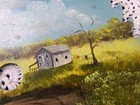 Vintage Hand Painted Saw Blade 7   Country Barn Folk Art Summer Meadow Scene