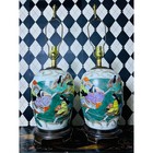 Statement 32  Japanese Porcelain Geisha Figural Lamps Hand Painted Chinoiserie