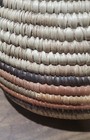 Vintage 16  Coiled Seagrass Olla Basket Lidded African Tribal Boho Pot Striped