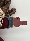 Primitive Folk Art Weighted Santa Claus Fabric Doll Yarn Beard Wooden Bird 16 