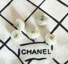 Chanel Vintage Silver Metal Button White Pearls 13mm  set Of 5 